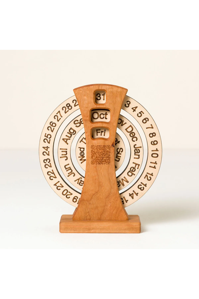 History Everyday Interactive QR Wood Calendar, Alternate, color, Multi