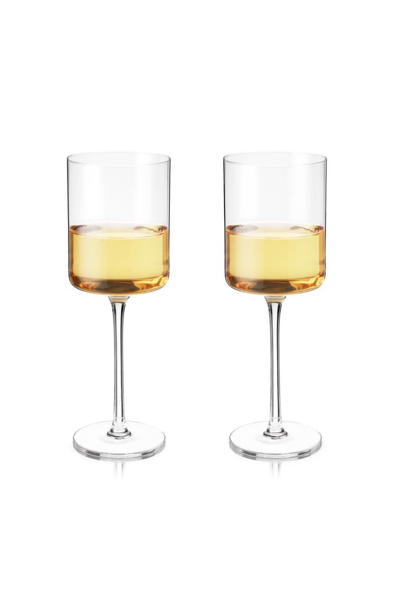 Viski Laurel Crystal White Wine Glasses Set of 2, Alternate, color, Clear