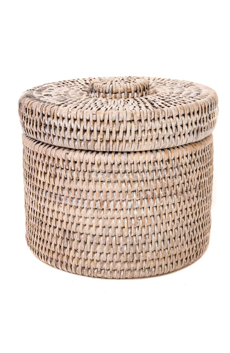 Artifacts Trading Company<sup>™</sup> Artifacts Rattan Round Single Tissue Roll Box, Main, color, White Wash