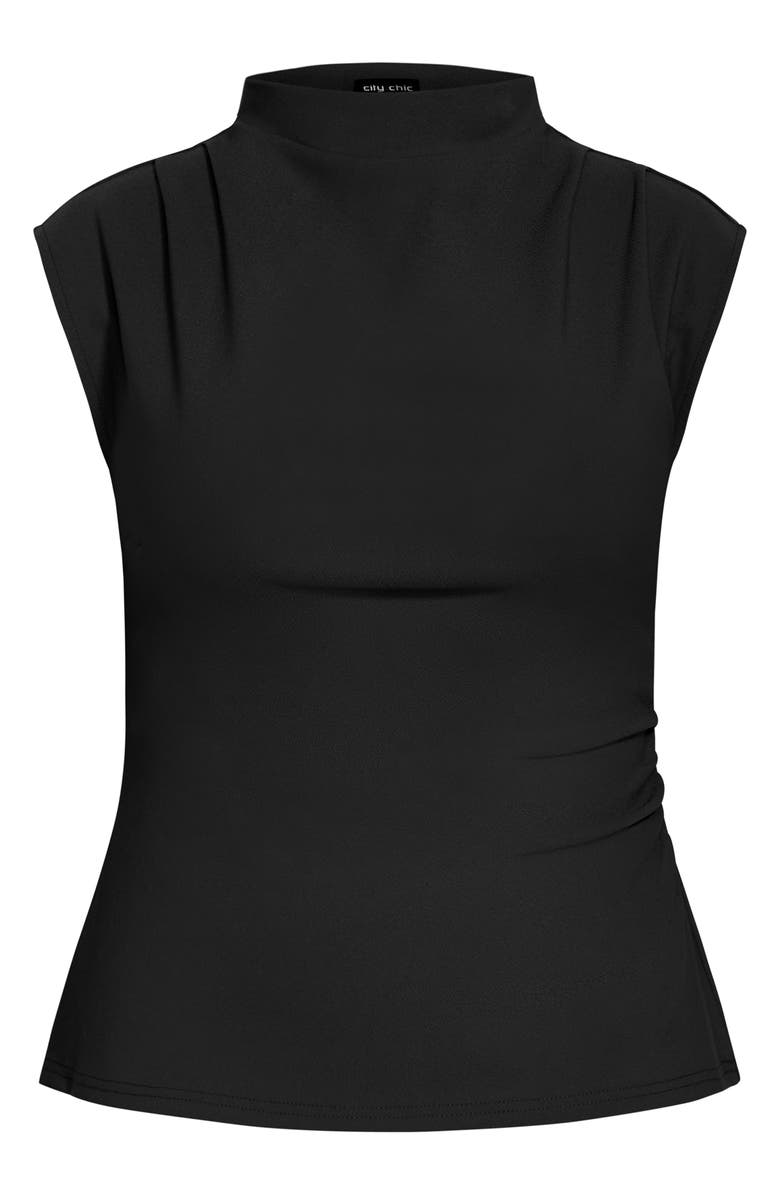 City Chic Charlize Pleated Funnel Neck Stretch Crepe Top, Alternate, color, 