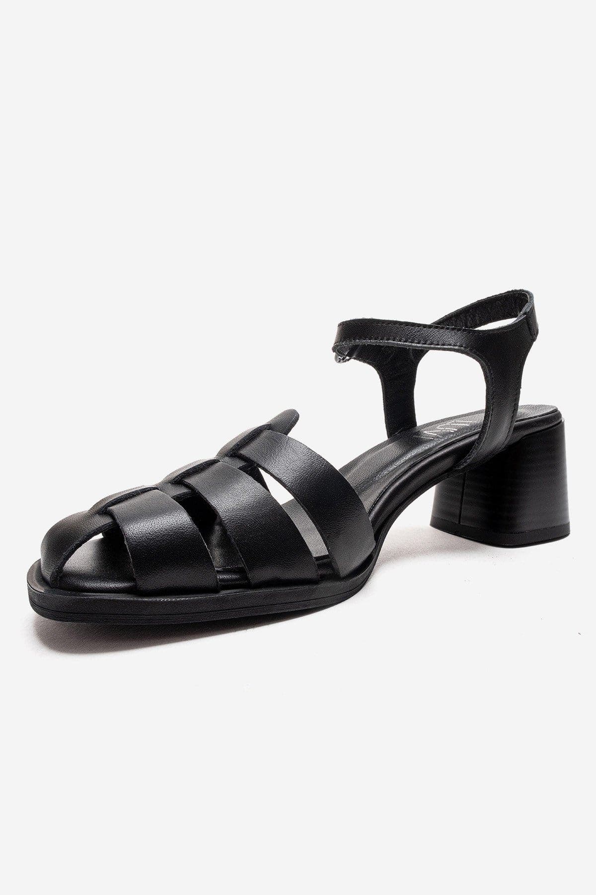 Forever & Always Shoes Devora Leather Block Heel Sandal, Alternate, color, Black