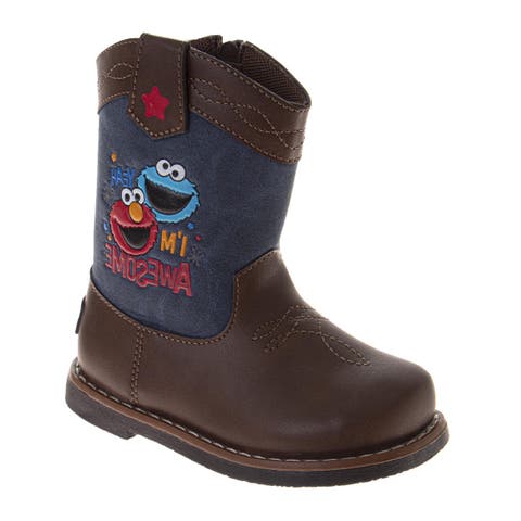 Sesame Street Elmo & Cookie Monster Cowboy Boots  Fun SideZip Footwear for Toddlers