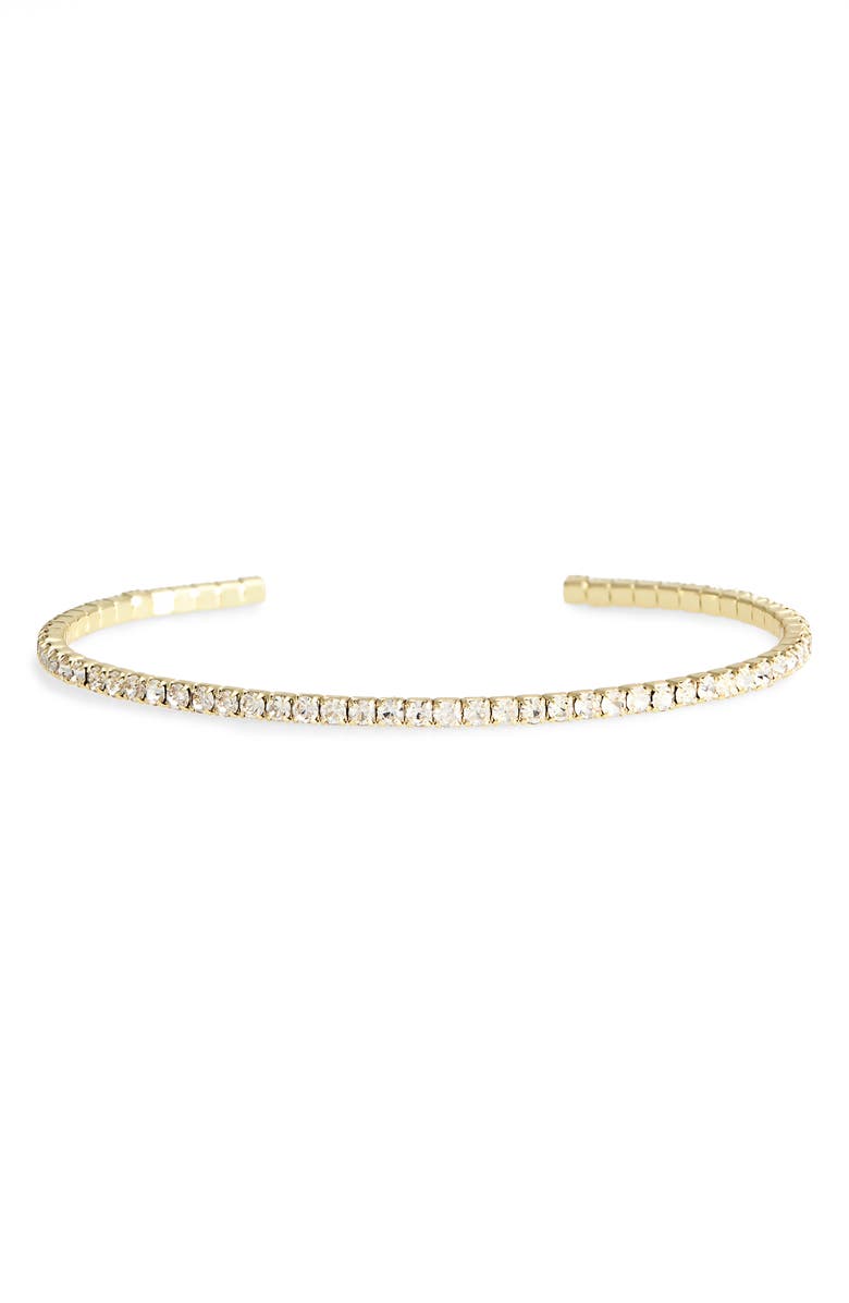 BaubleBar Angelina Crystal Cuff Bracelet, Main, color, Clear