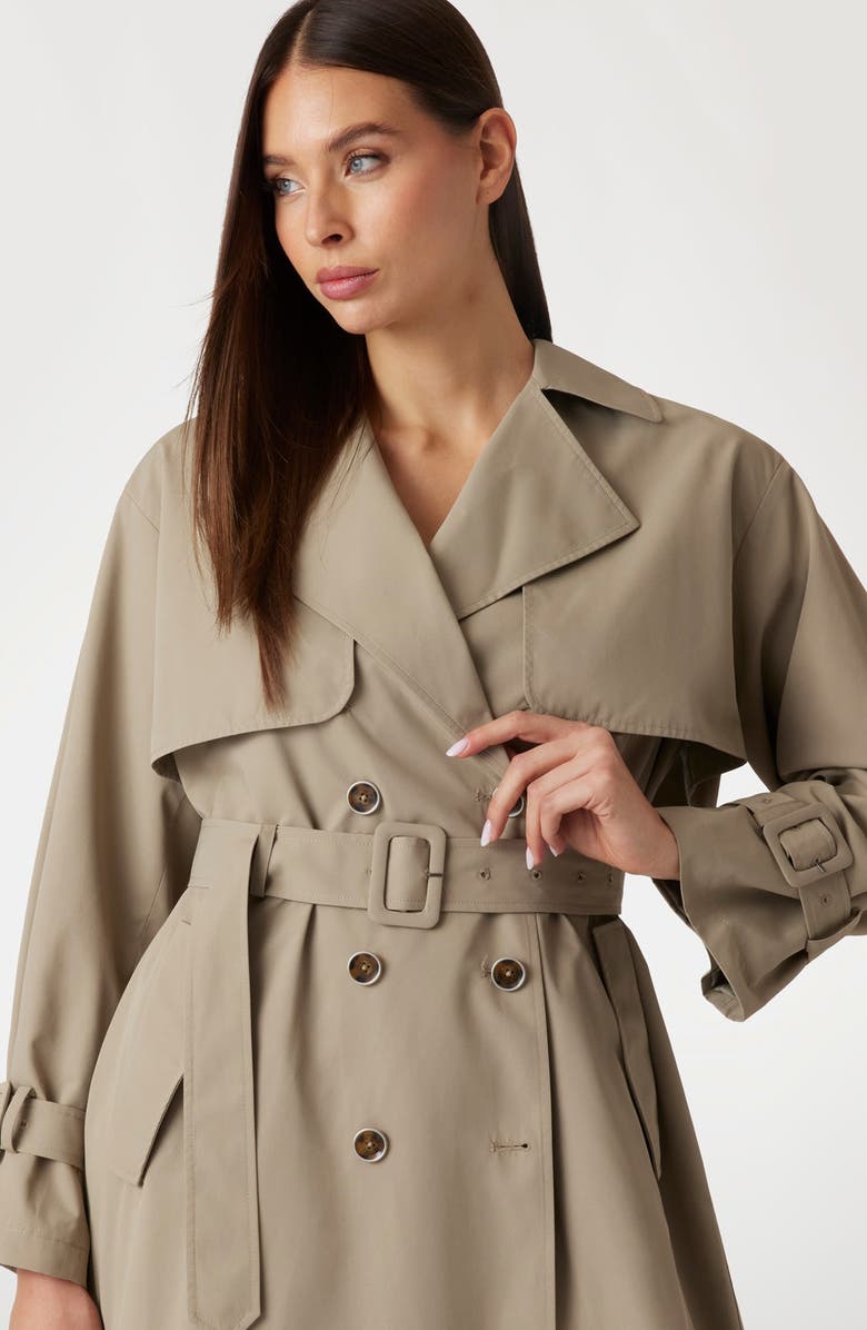 GUESS Amira Trench Coat, Alternate, color, Khaki