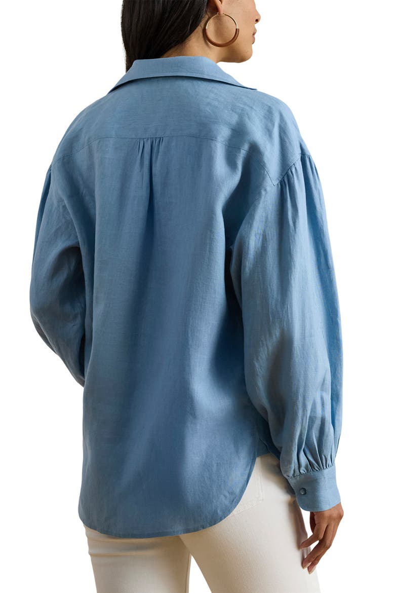 Relaxed Fit Linen Button-Up Shirt, Alternate, color, BLUE NOTE