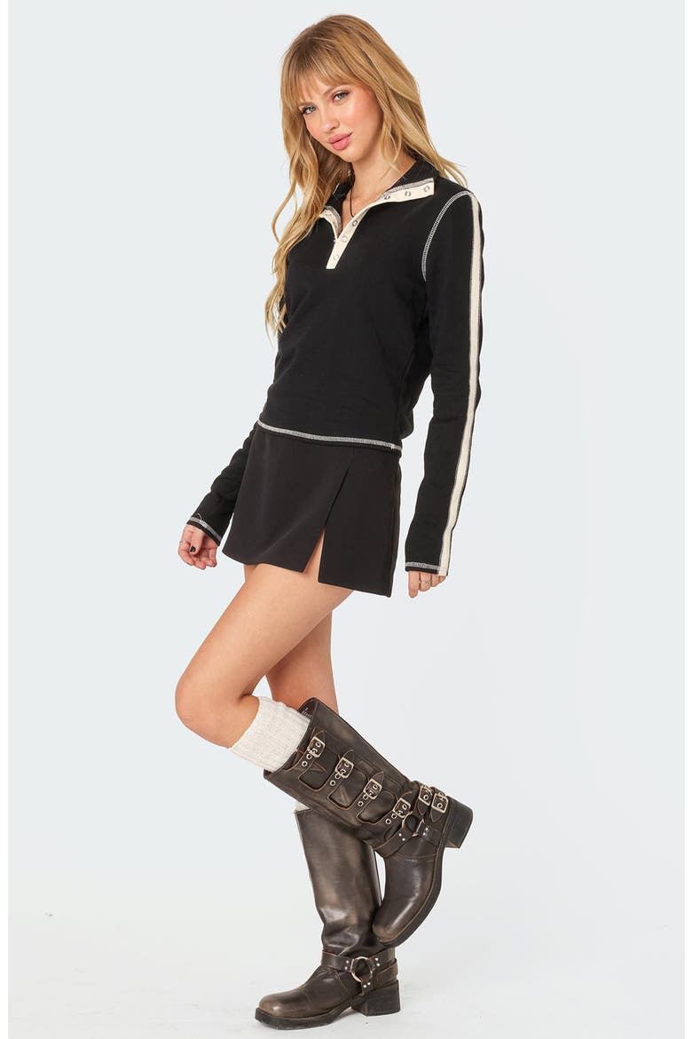 Gio Contrast Stitch Cotton Sweatshirt, Alternate, color, BLACK