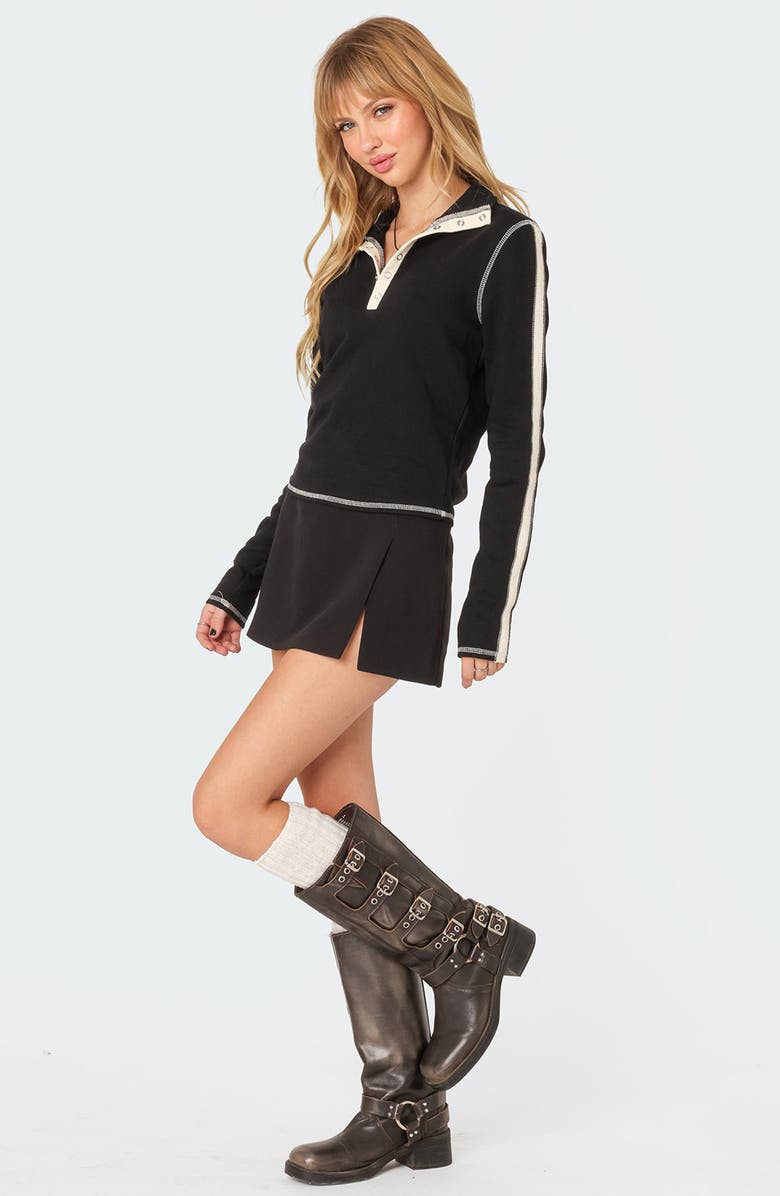 EDIKTED Gio Contrast Stitch Cotton Sweatshirt, Alternate, color, Black