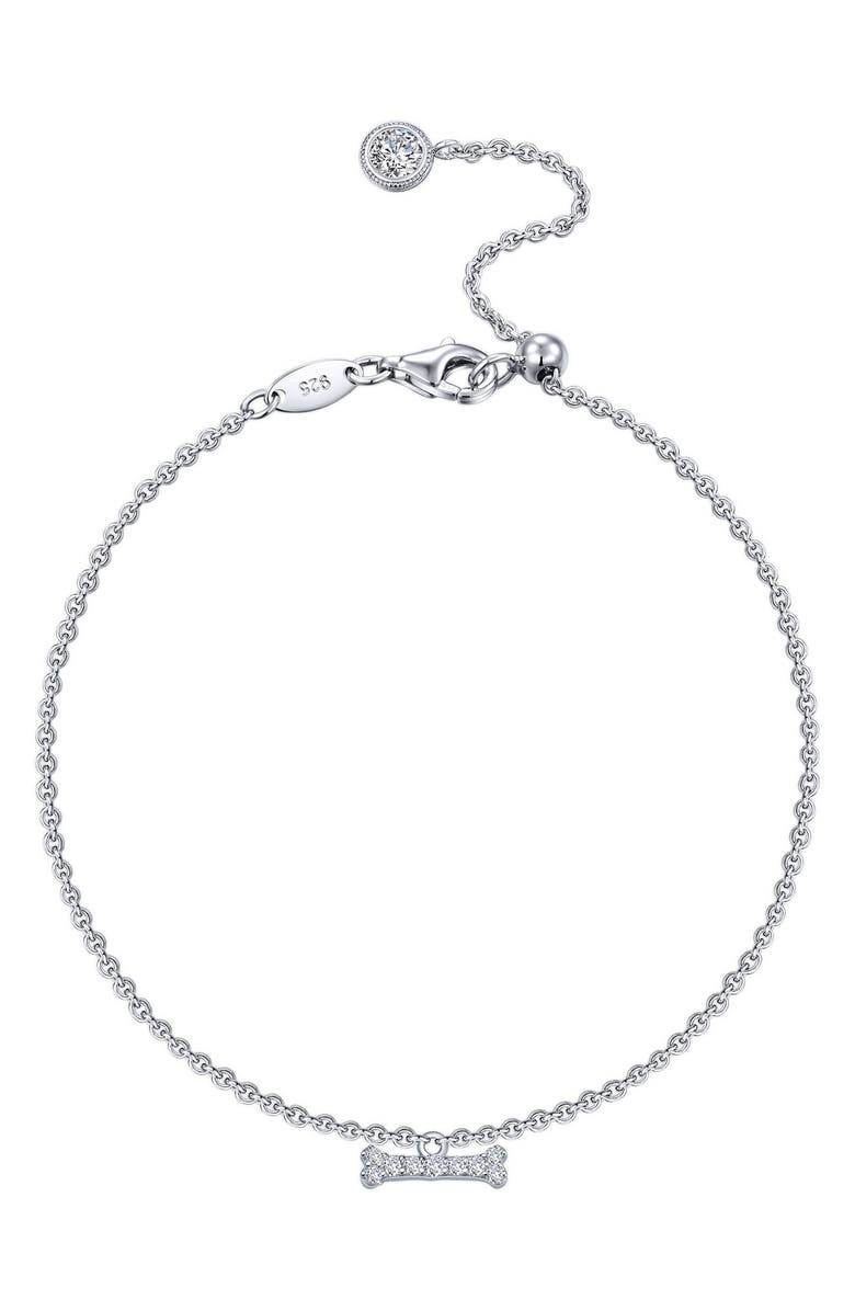 Lafonn Simulated Diamond Dog Bone Charm Bracelet, Main, color, 