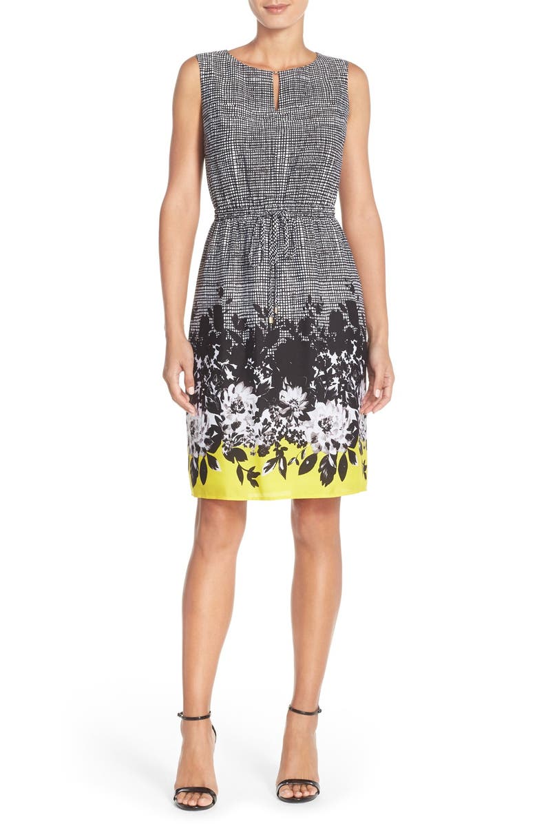 Ellen Tracy Floral Print Sleeveless Dress, Main, color, 