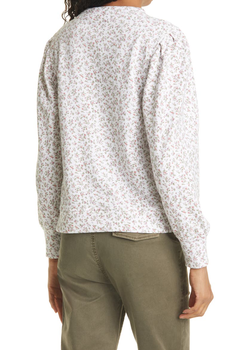 Marcie Puff Sleeve Sweatshirt, Alternate, color, WHITE MINI FLORAL