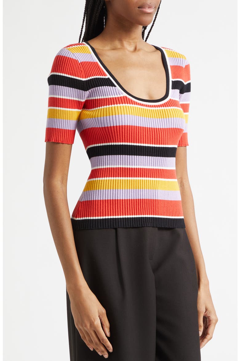 Kenzie Scoop Neck Short Sleeve Knit Top, Alternate, color, TUSCAN STRIPE
