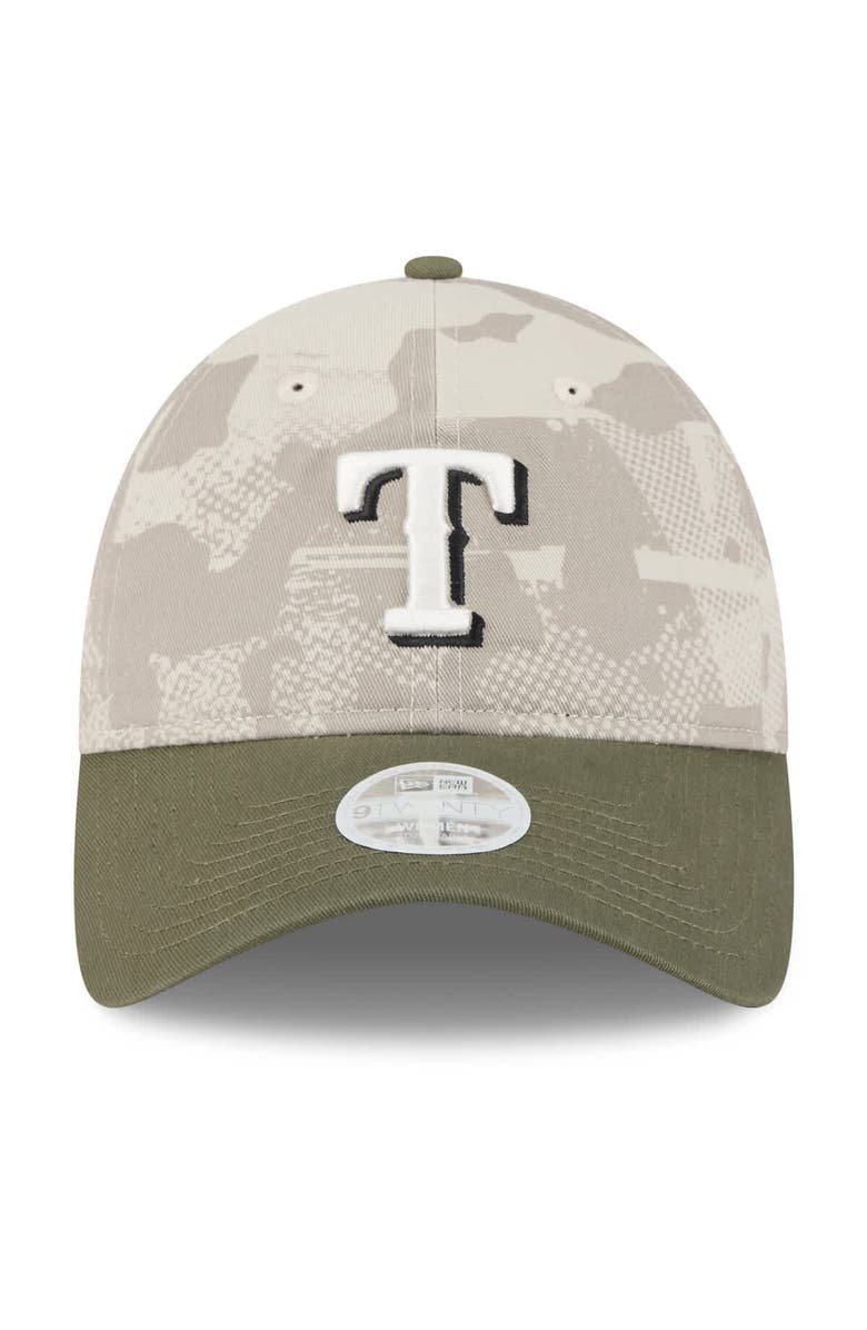 New Era Women's New Era Light Beige/Olive Texas Rangers 2025 Armed Forces Day 9TWENTY Adjustable Hat, Alternate, color, Light Beige