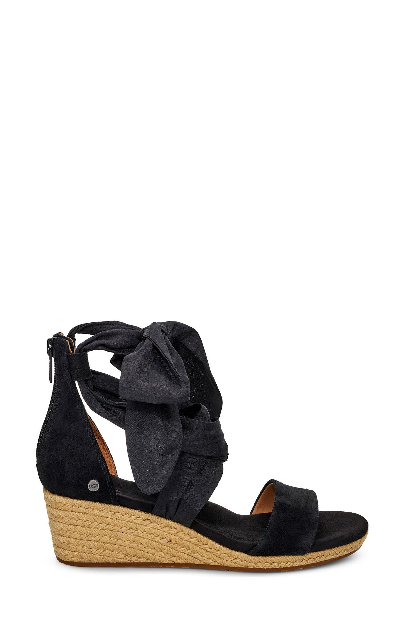 UGG<sup>®</sup> Trina Ribbon Tie Wedge Sandal, Alternate, color, 