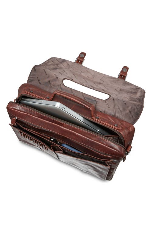 Mancini Porthole Rfid Briefcase In Brown