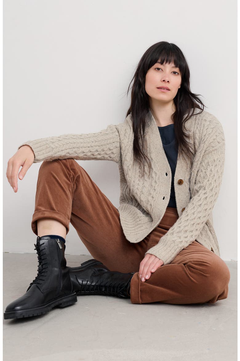 Newlyn Merino Wool Blend Cardigan, Alternate, color, KNIT MELANGE ARAN