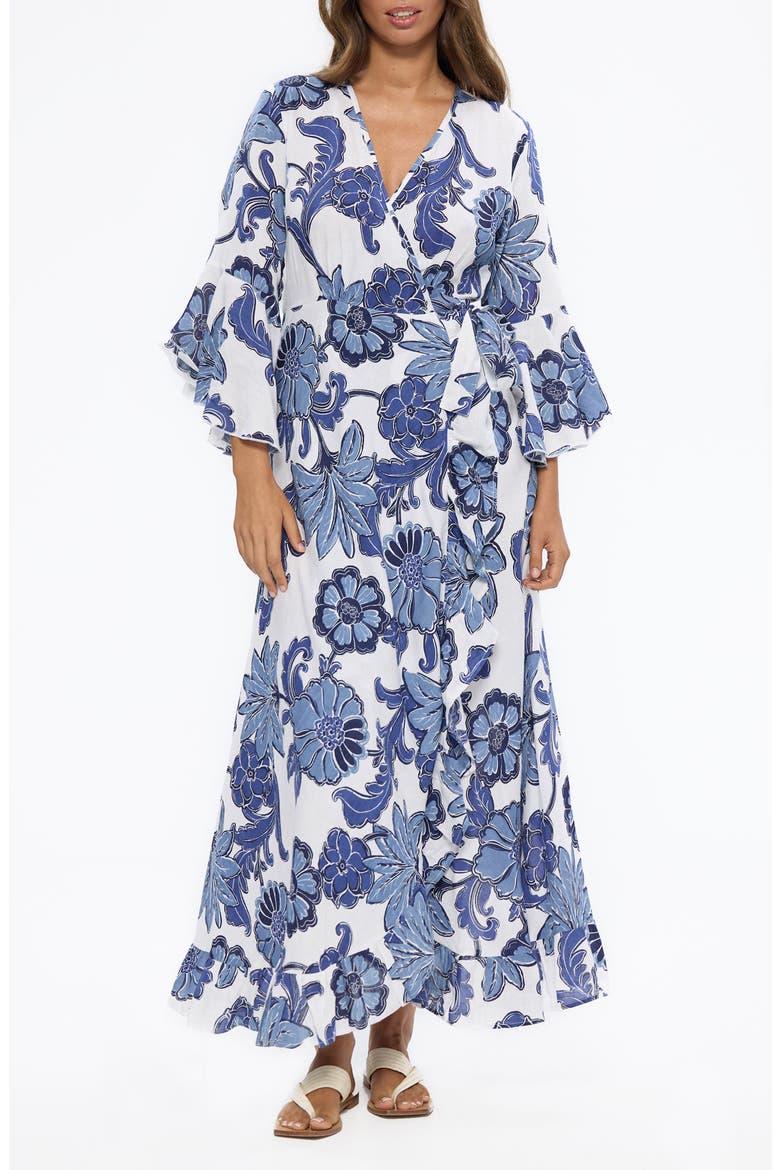 Carly Wrap Maxi Dress, Main, color, NAVY IBIZA