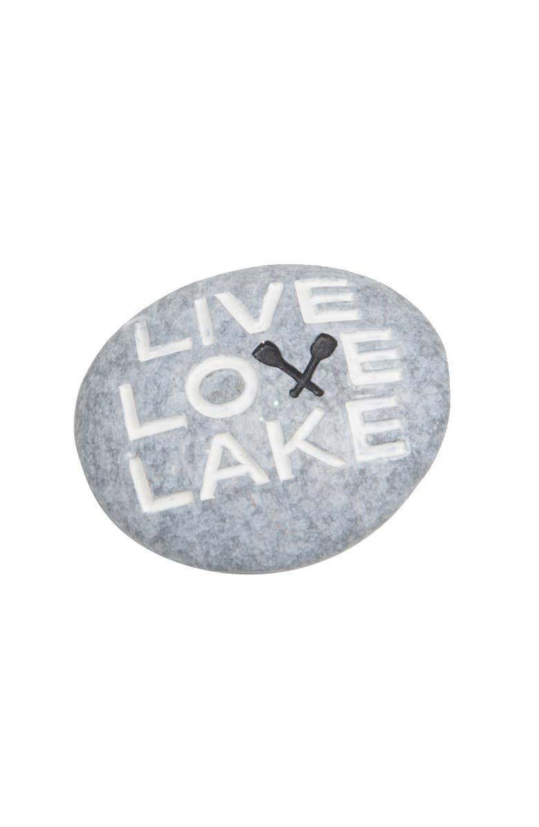 Beachcombers "Live Love Lake" Decorative Resin Pebble 1.75", Main, color, Blue