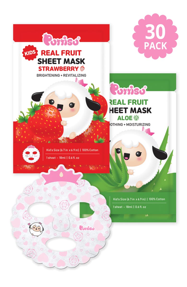 Puttisu Strawberry & Aloe Facial Mask Sheet Set, Main, color, Pack Of 30