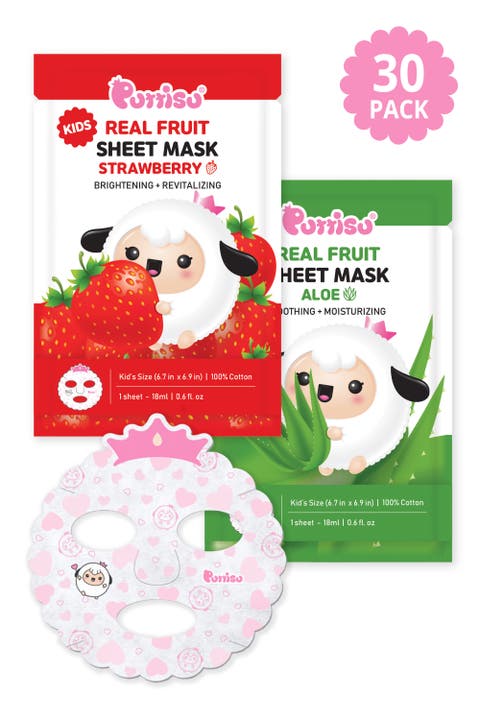 Strawberry & Aloe Facial Mask Sheet Set (Pack of 30)