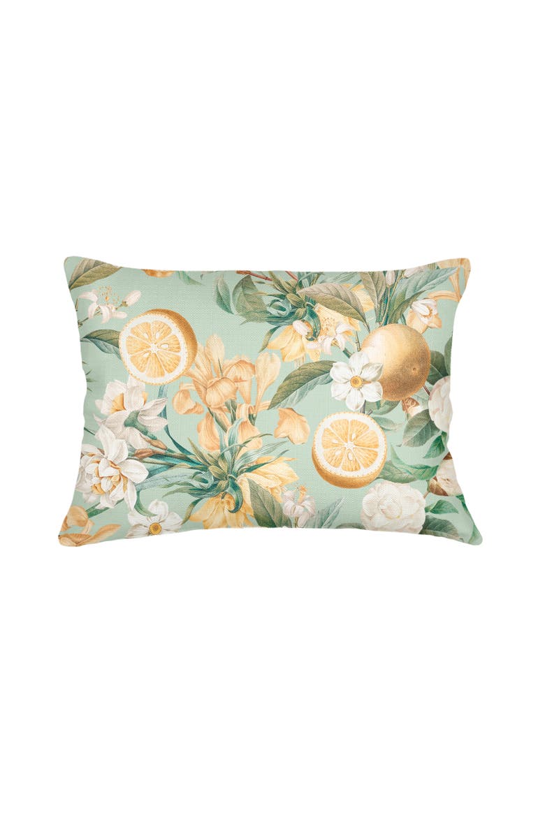 Lemon Bloom Linen Pillow with Down Insert, Alternate, color, Yellow