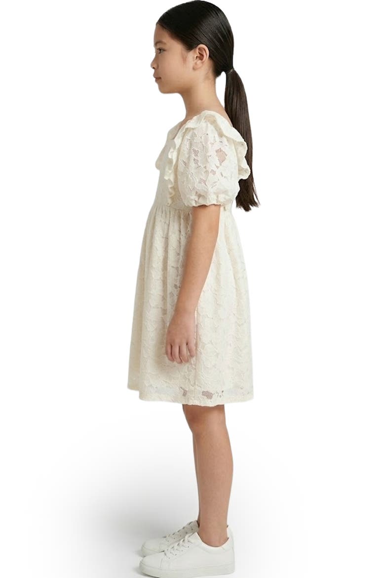 Kids' Floral Lace Cotton Puff Sleeve Dress, Alternate, color, CREAM