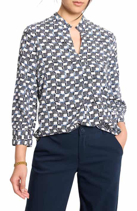 NIC+ZOE Basketweave Split Neck Shirt