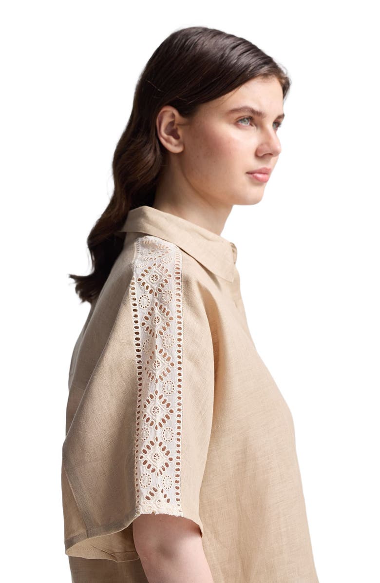 Reistor Boxy Shirt with Lace, Alternate, color, Neutral Beige