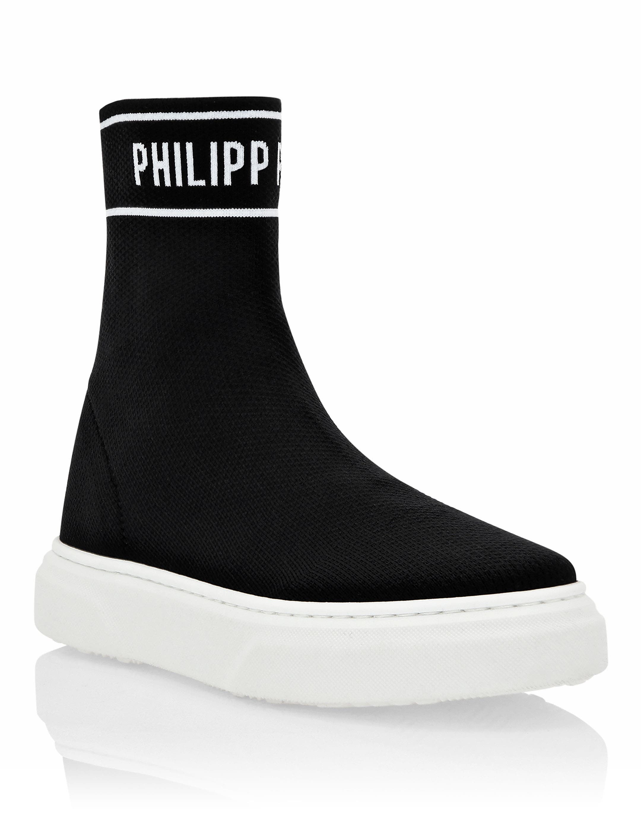 Sock Hi-Top Sneakers Girl, Main, color, black/white
