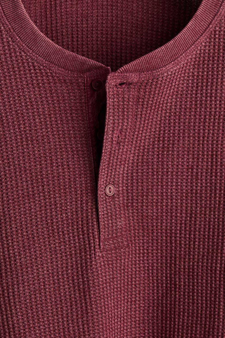 Regular-fit Waffled Henley Shirt, Alternate, color, Dark dusty red