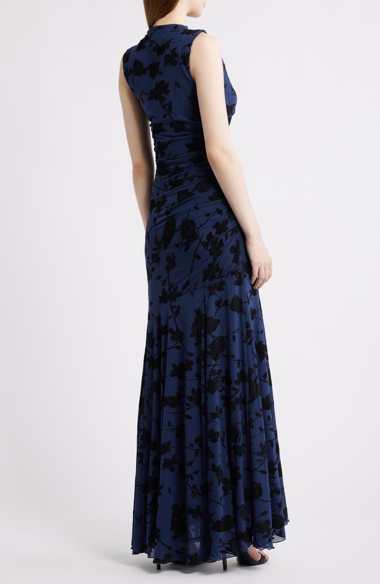 Rails Cosmos Floral Print Ruched Mesh Maxi Dress, Alternate, color, Navy Tossed Roses