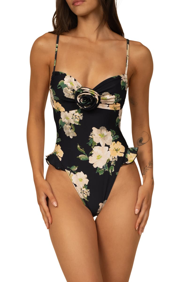MONTCE Devin Rosa Ruffle One-Piece Swimsuit, Main, color, Liz Floral