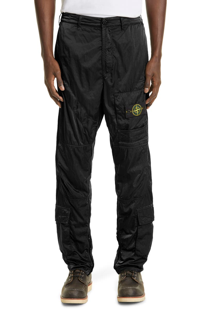 Stone Island Logo Patch Nylon Cargo Pants, Main, color, 