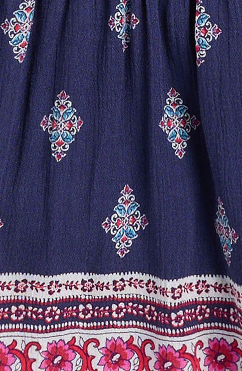 Truly Me Print Long Sleeve Romper, Alternate, color, Navy Multi