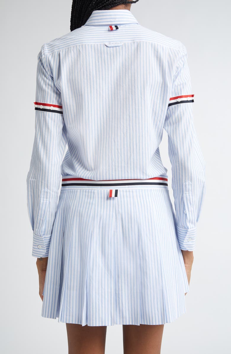 Thom Browne Classic Stripe Cotton Poplin Button-Down Shirt, Alternate, color, Light Blue