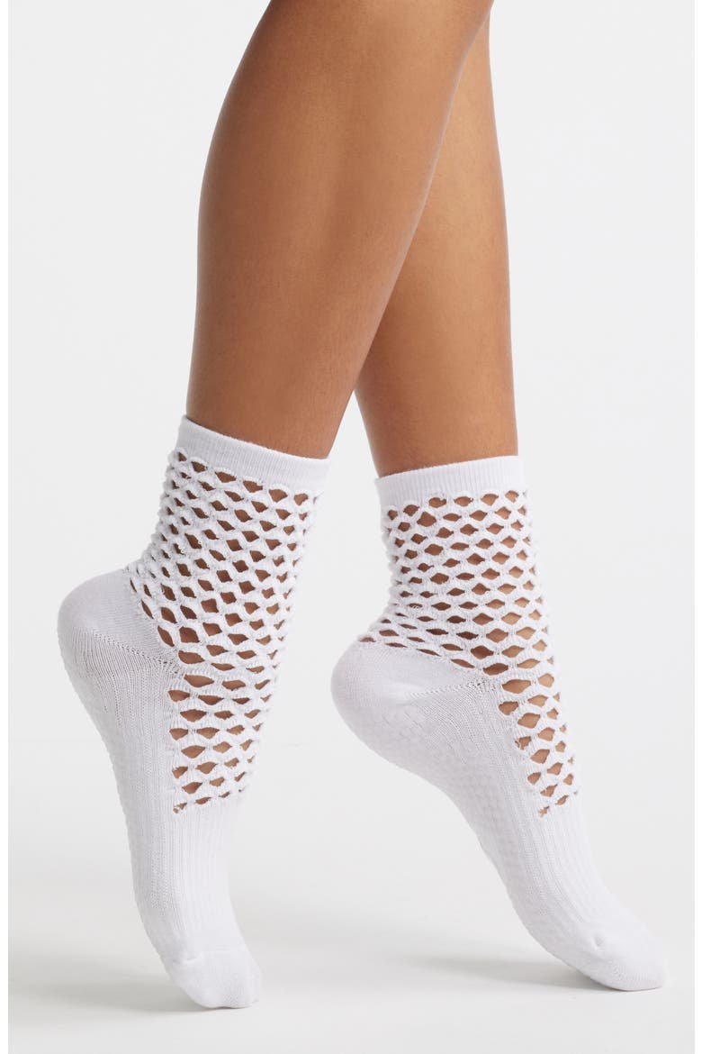 Mesh Grippy Crew Socks, Main, color, WHITE