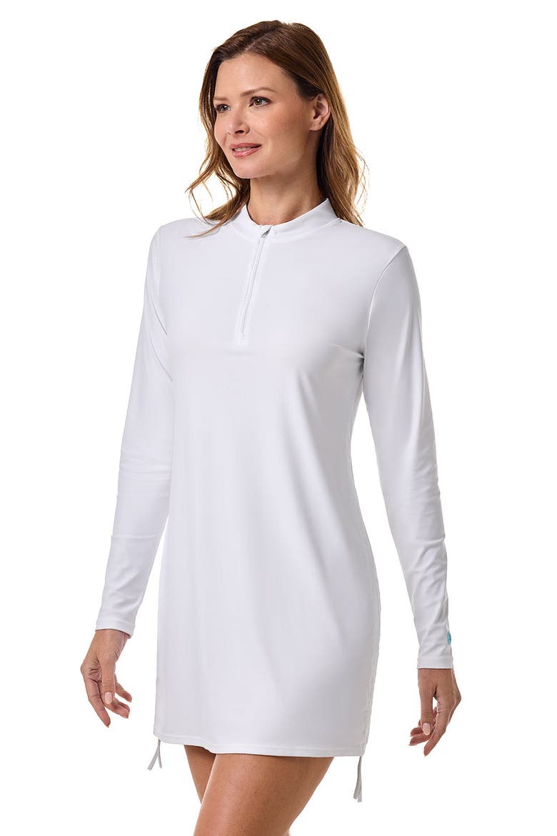 Women's Key Biscayne Ruche Swim Top, UPF 50+ Sun Protection, Alternate, color, White