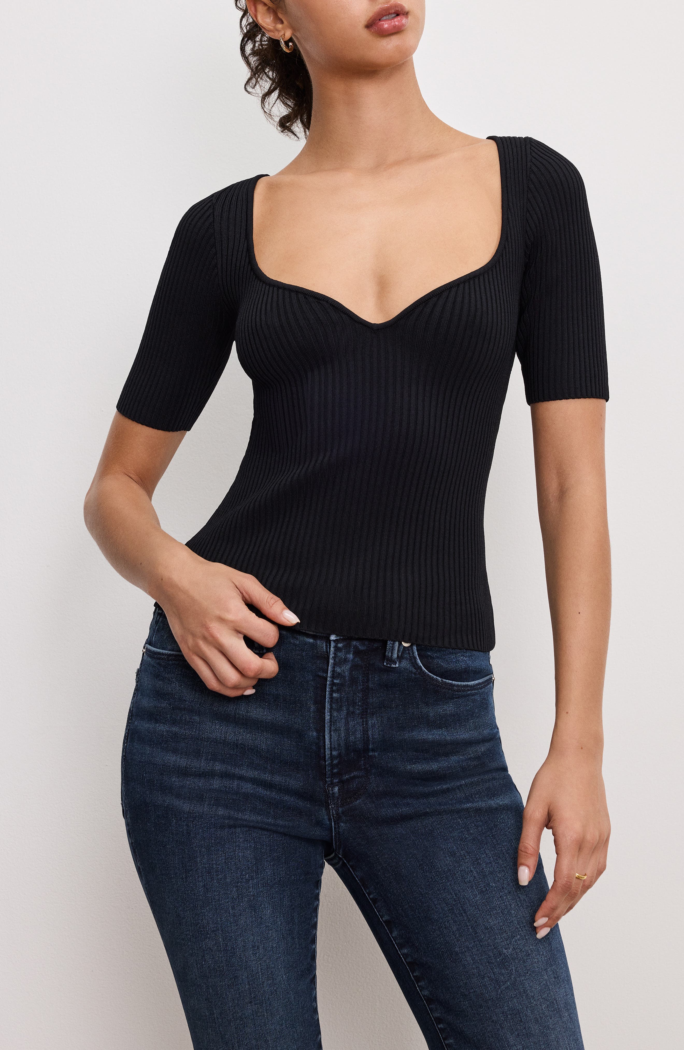 Good American Virgo Short Sleeve Rib Top