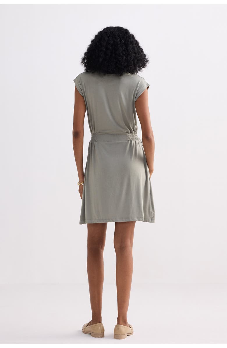 Reistor Short Dress With Smocking Side Detail, Alternate, color, Light Olive