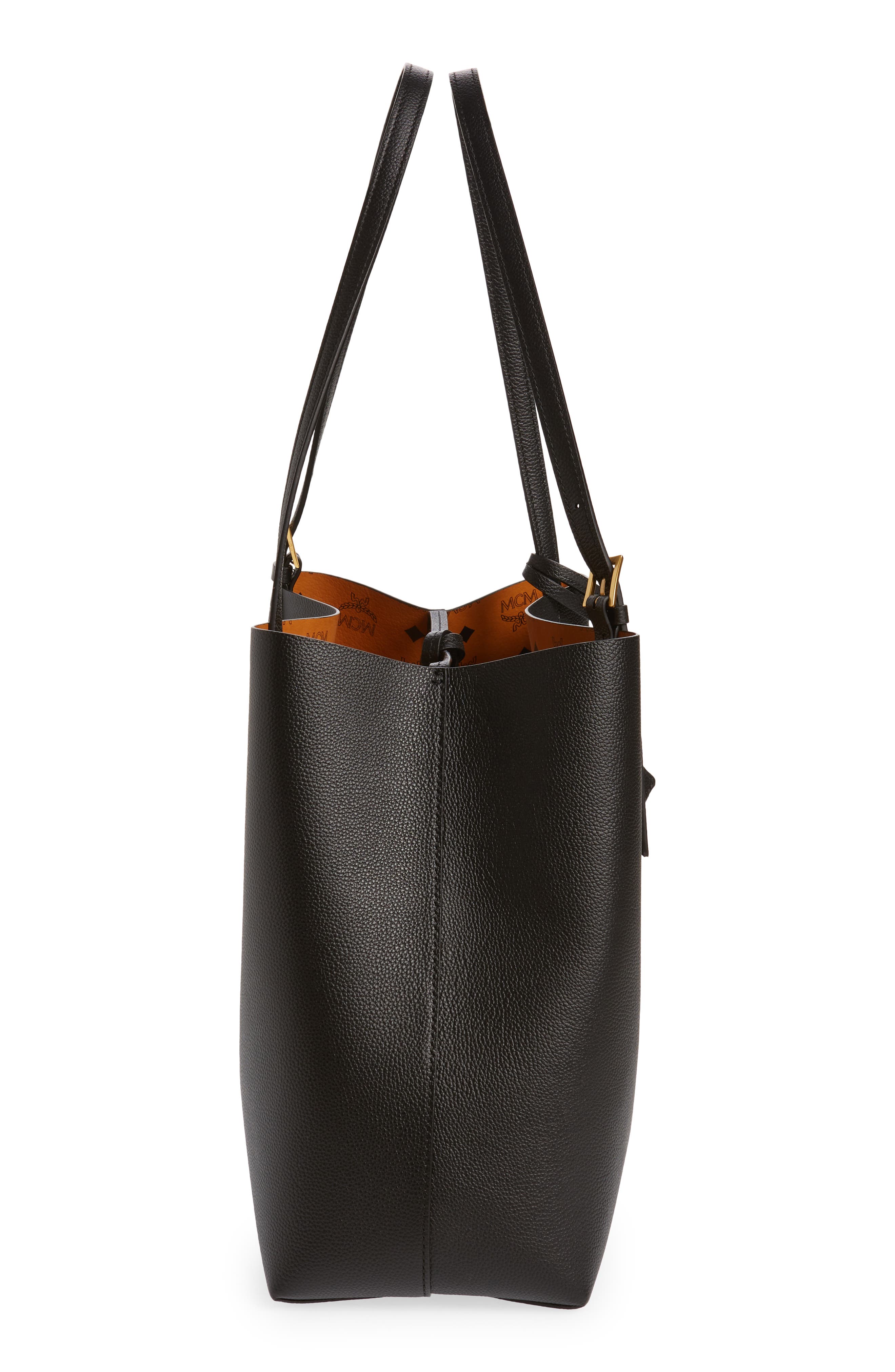 MCM Medium Lauretos Reversible Leather Shopper Bag, Alternate, color, 