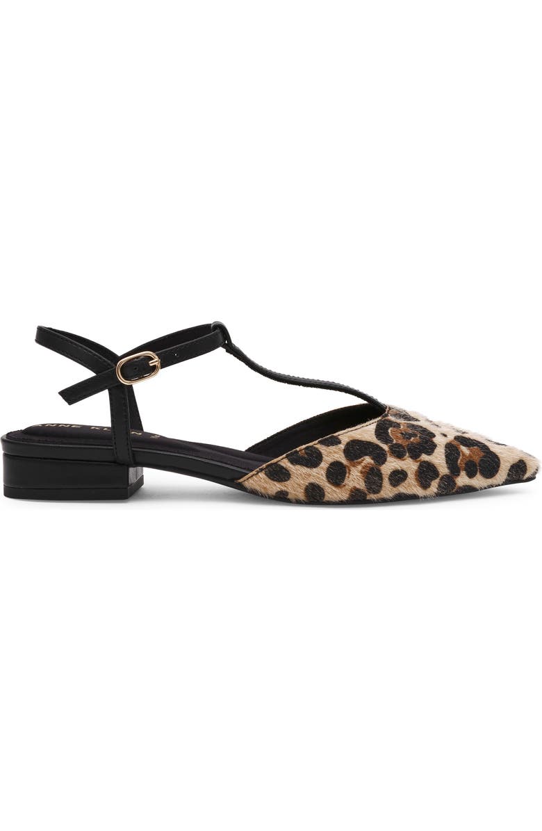 Anne Klein Emily Ankle Strap Pointed Toe Flat, Alternate, color, Leopard