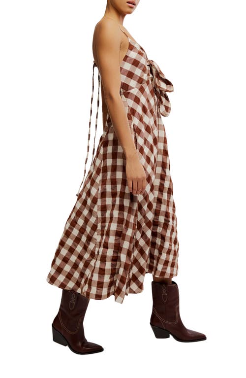 Free People Via Gingham Cotton Seersucker Sundress In Brown