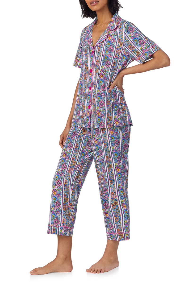 BedHead Pajamas Print Crop Stretch Jersey Pajamas, Alternate, color, Bel Fiore
