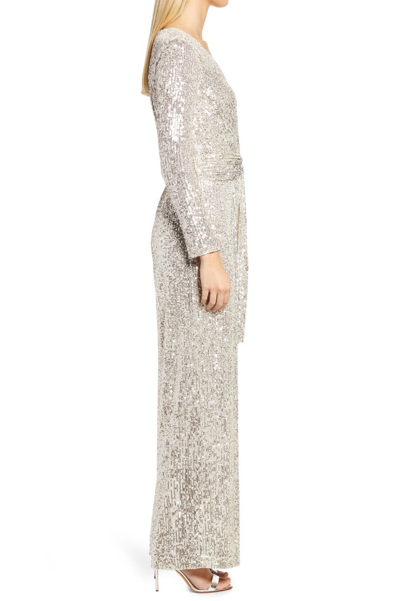Long Sleeve Sequin Jumpsuit, Alternate, color, SIL