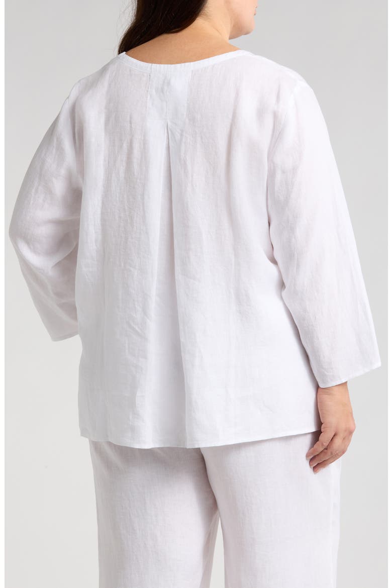 Split Neck Organic Linen Top, Alternate, color, WHITE