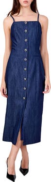 Endless Rose Front Button Denim Maxi Dress