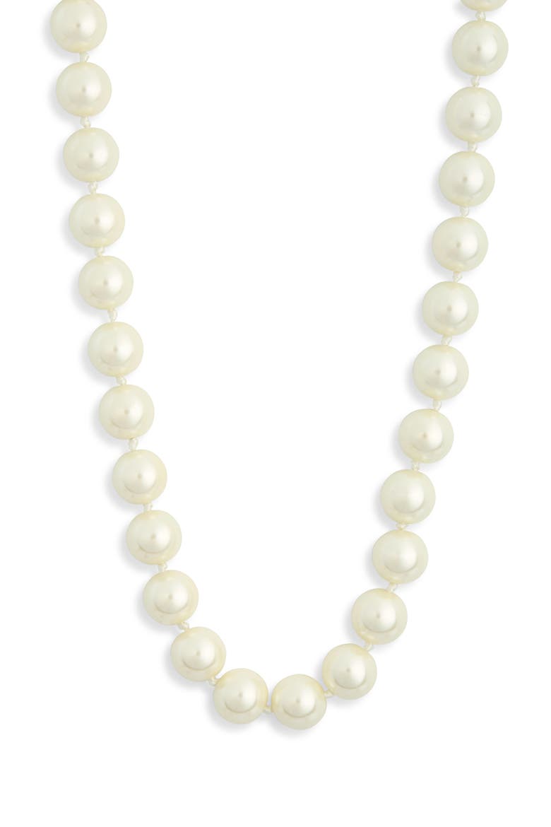 Faux Pearl Necklace, Main, color, WHITE/ SILVER