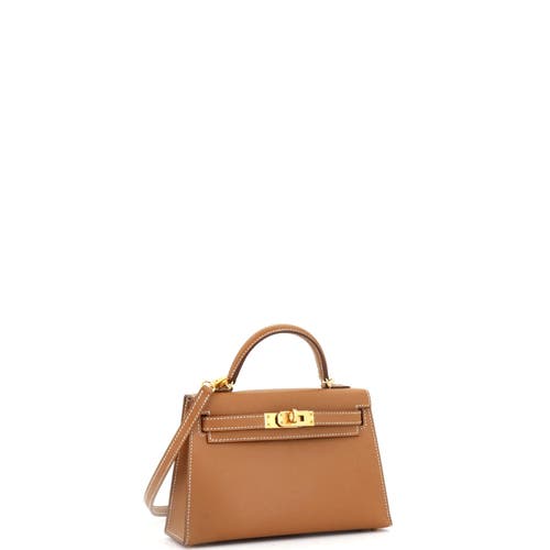 Pre-owned Hermes  Hermes Kelly Mini Ii Bag Brown Epsom With Gold Hardware 20 In Gold