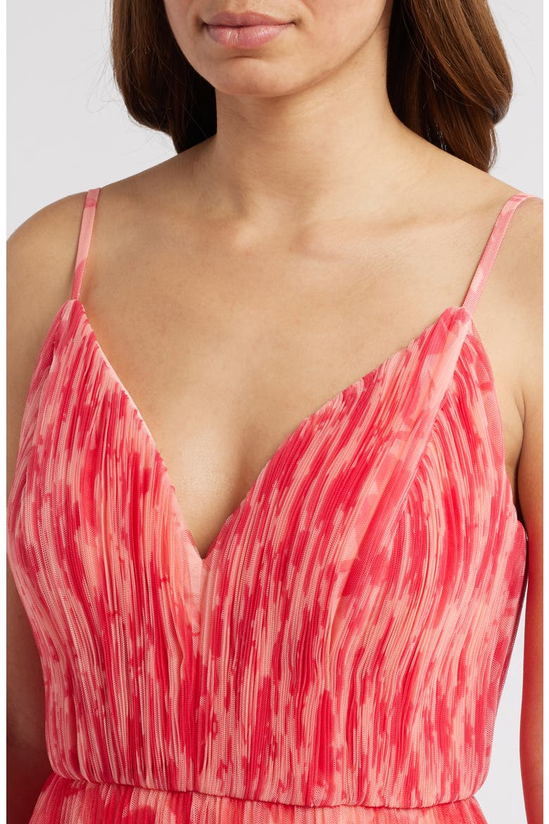 Print Pleated Sleeveless Maxi Dress, Alternate, color, RED LIPSTICK