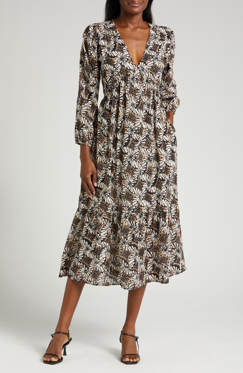 XÍRENA Ella Print Long Sleeve Midi Dress, Main, color, 