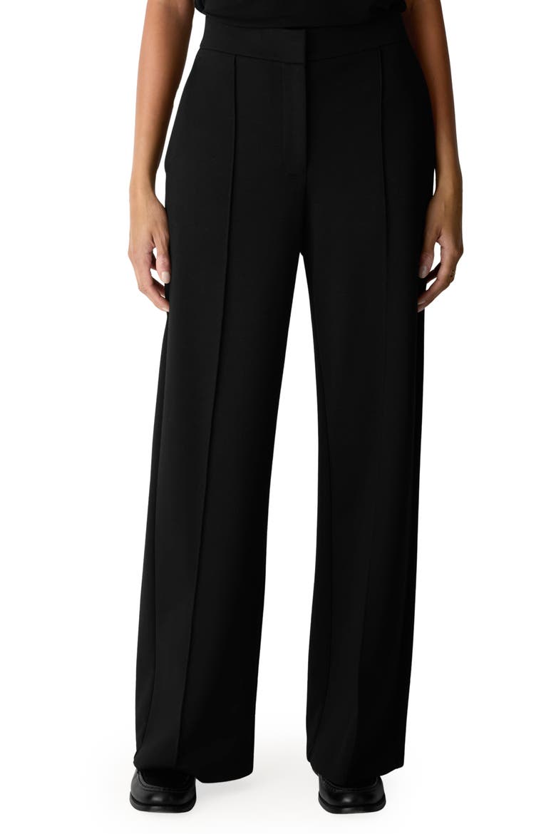 Pintuck Wide Leg Pants, Main, color, BLACK